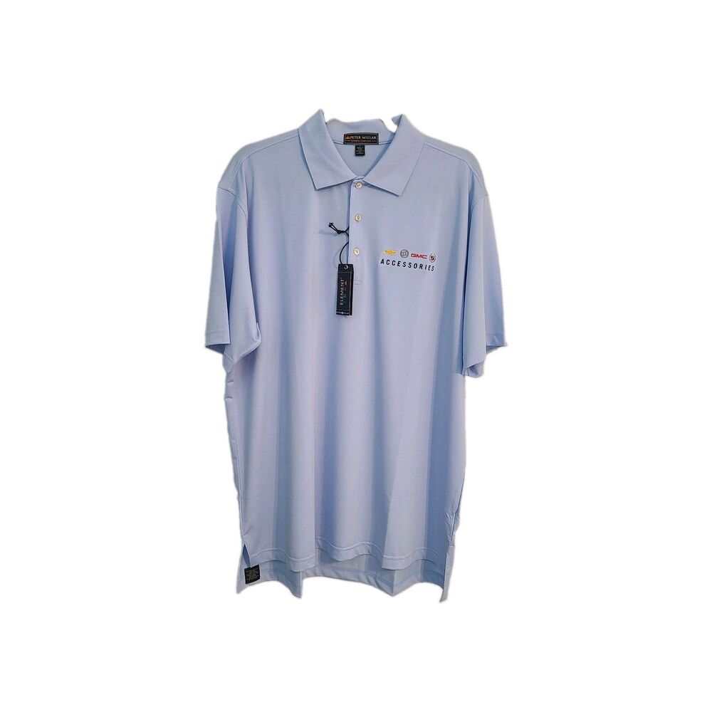 Peter Millar Summer Comfort Polo Shirt Mens L Arctic Blue GMC Accessories Golf